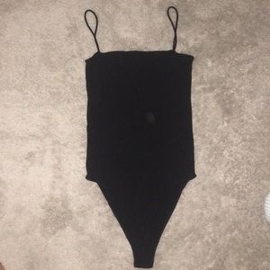 Ribbed black bodysuit